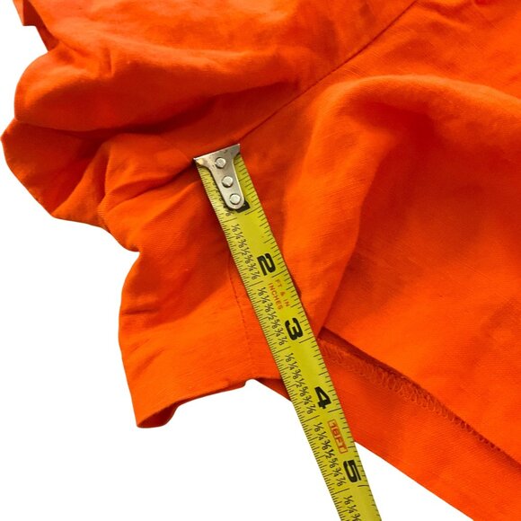 Loft Orange Linen-Blend High-Waist Paperbag Shorts Pockets Size L Petite resort - Picture 8 of 11